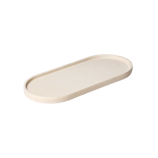 Upcycled Oval Tray: Bamboo Fibre White