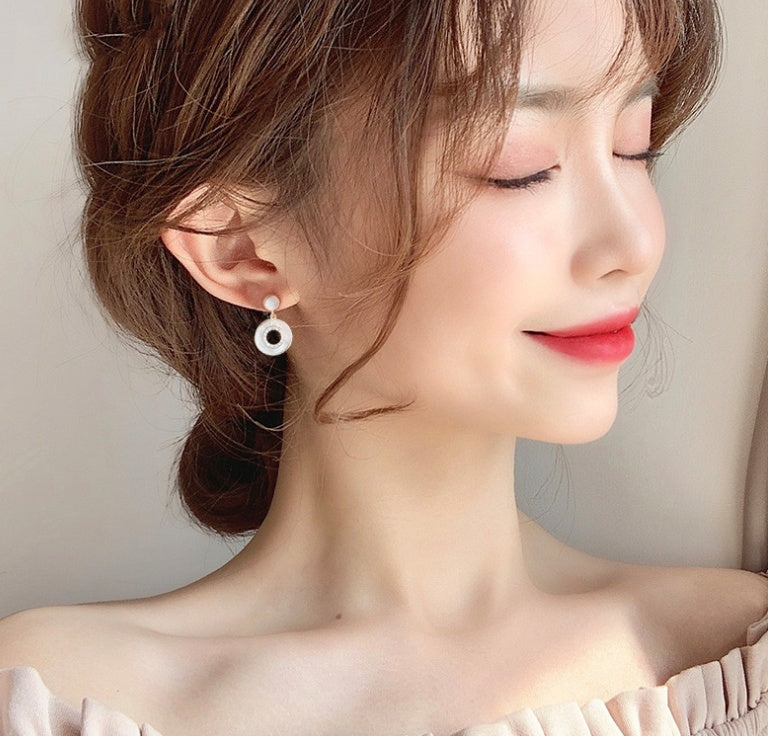 Korean Opal Shell Dangle Earrings in Sterling Silver