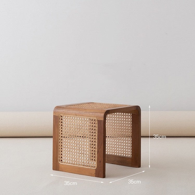 Japanese-Style Woven Wood Side Table (Square)
